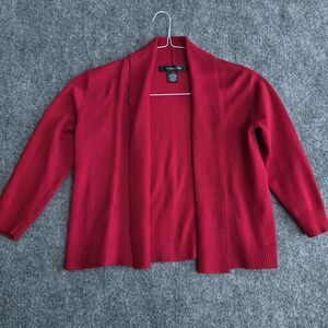 89th & Madison Shawl Collar Cardigan Red Open Front 3/4 Sleeve Office Siren S